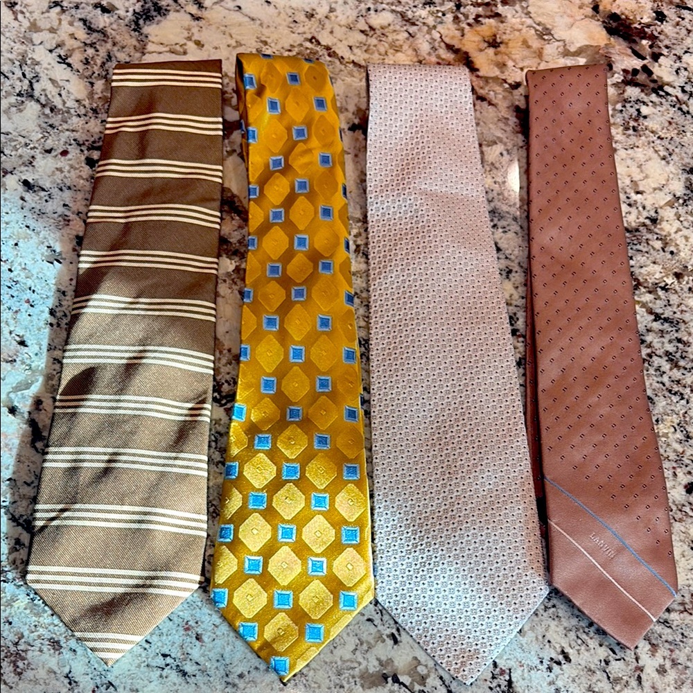 Men's Tie Collection - Brown, Gold, Silver, Tan